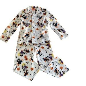 Disney Mickey/Minnie Halloween Pajama Set - White with Orange and Black Print